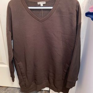 Zenana long sleeve sweatshirt with pockets olive